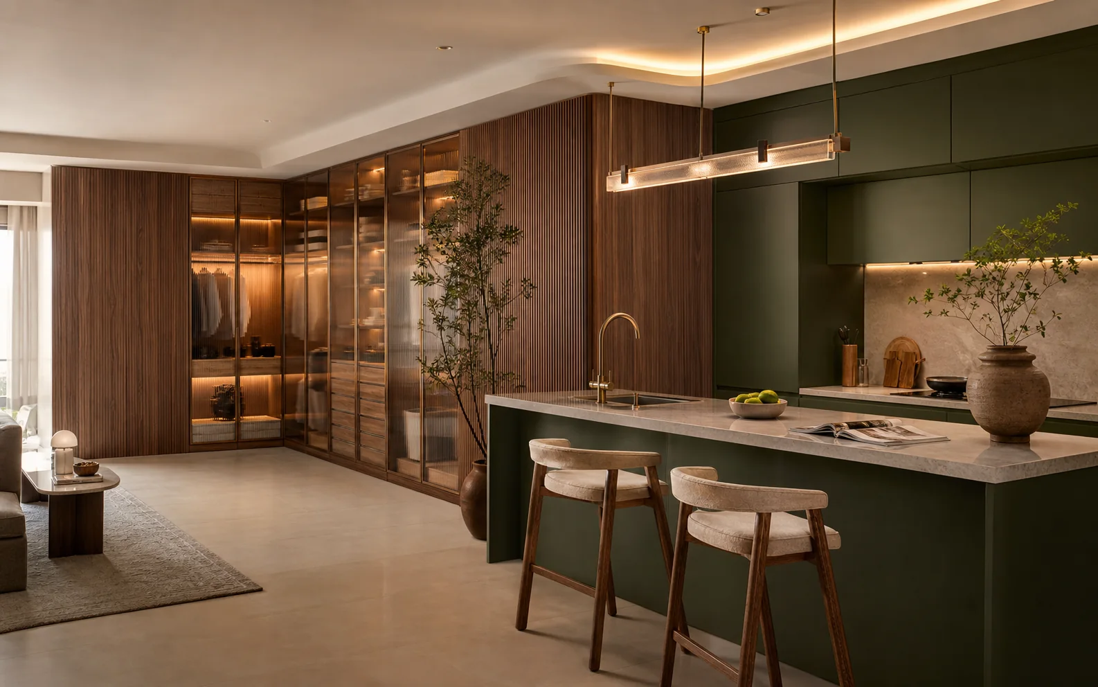 A warm contemporary Star Spaces living and kitchen interior